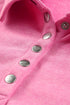 Lantern Sleeve Snap Button Placket Washed Pullover Casual Round Neck Sweatshirt